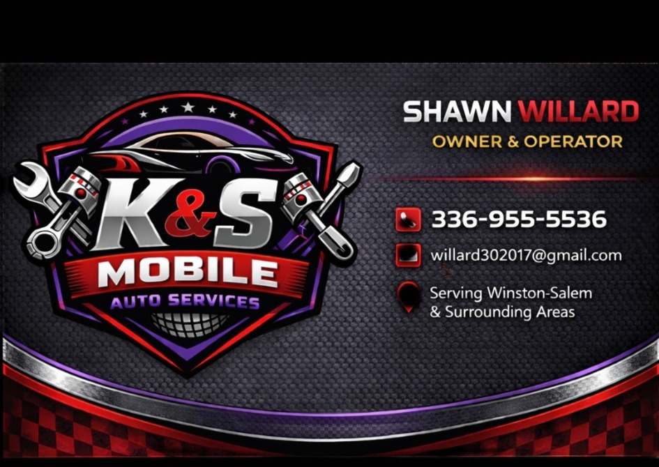 K&S Mobile Auto Services logo and contact information